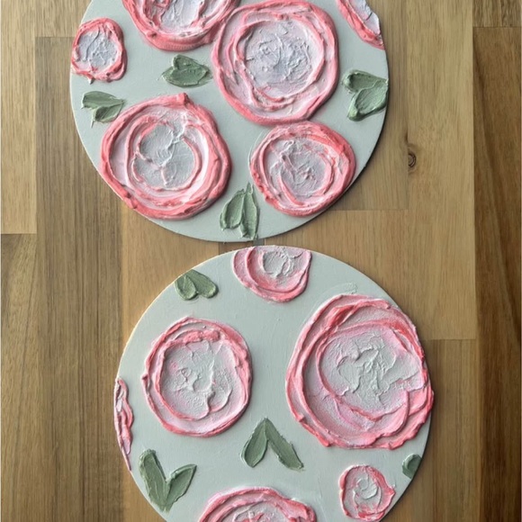 Floral Round Wall Art Decor 6.5” - Picture 2 of 5